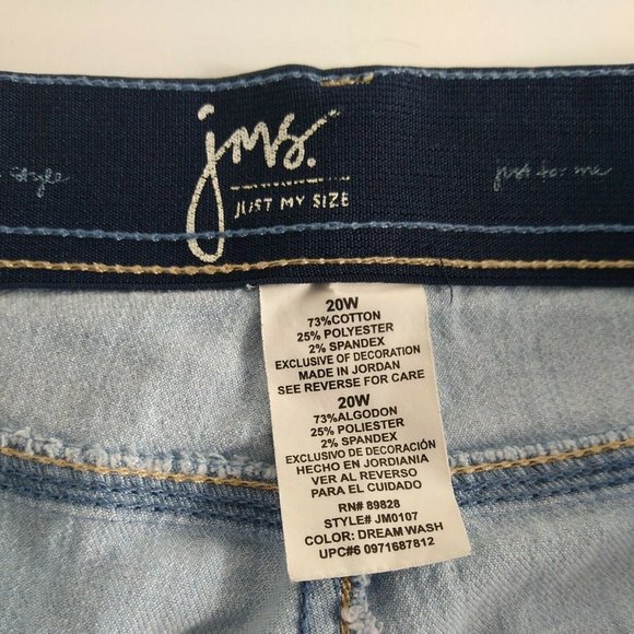 JMS Just My Size Capris Jeans Button Hems Light Wash Comfort Waist 20 W - Picture 5 of 5